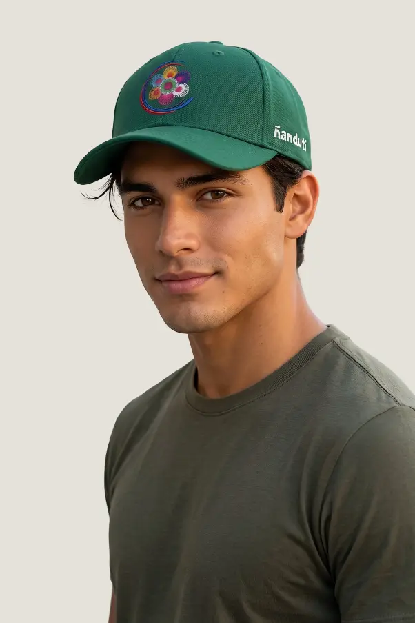 Gorra ñanduti hombre color verde