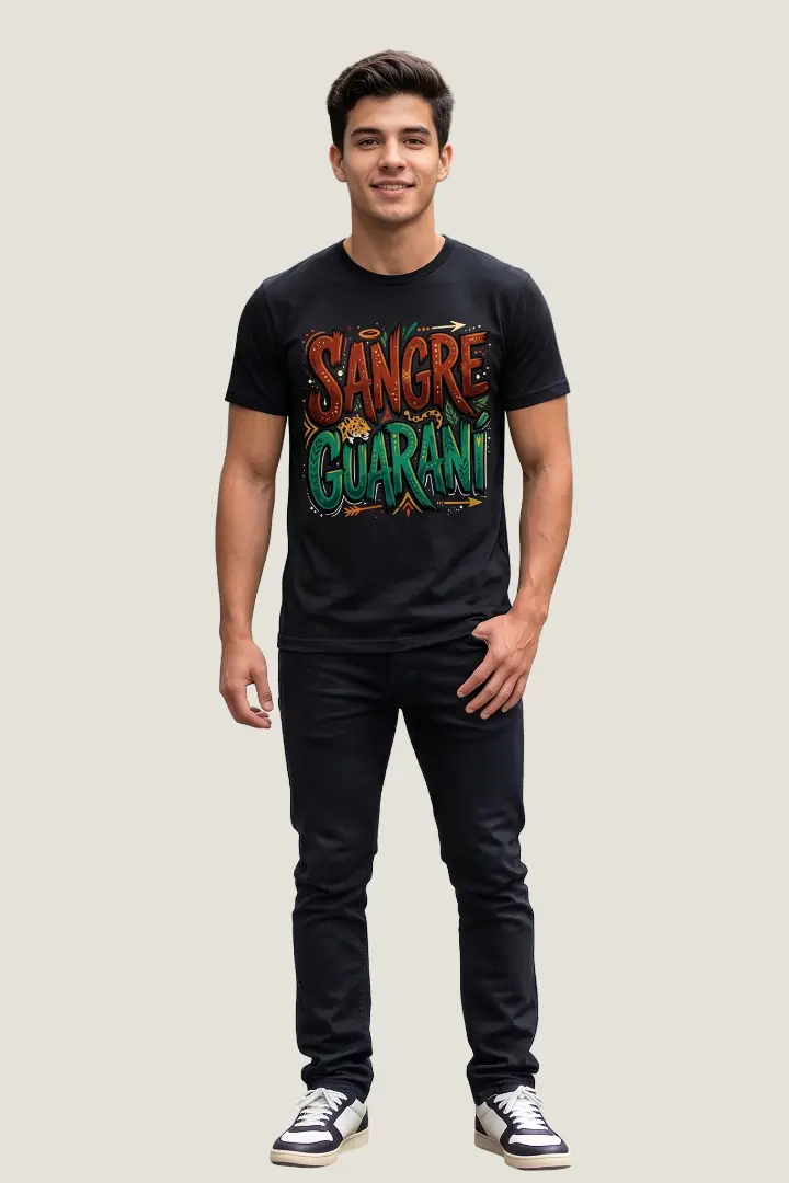 Camiseta manga corta hombre Sangre Guaraní negro