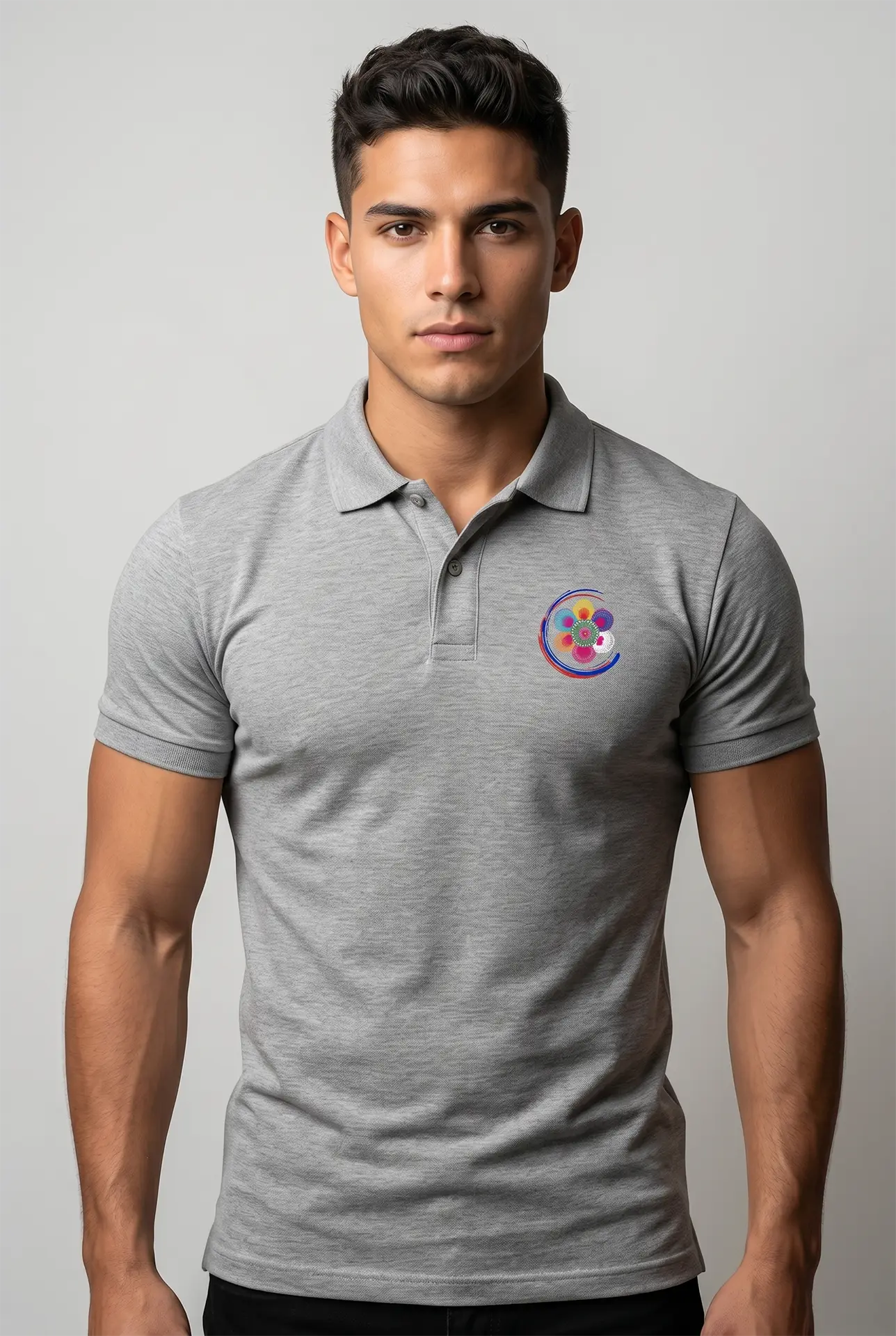 Polo básico gris hombre