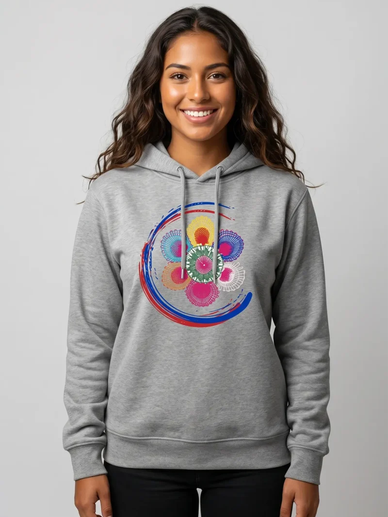 Remera gris logo ñanduti mujer