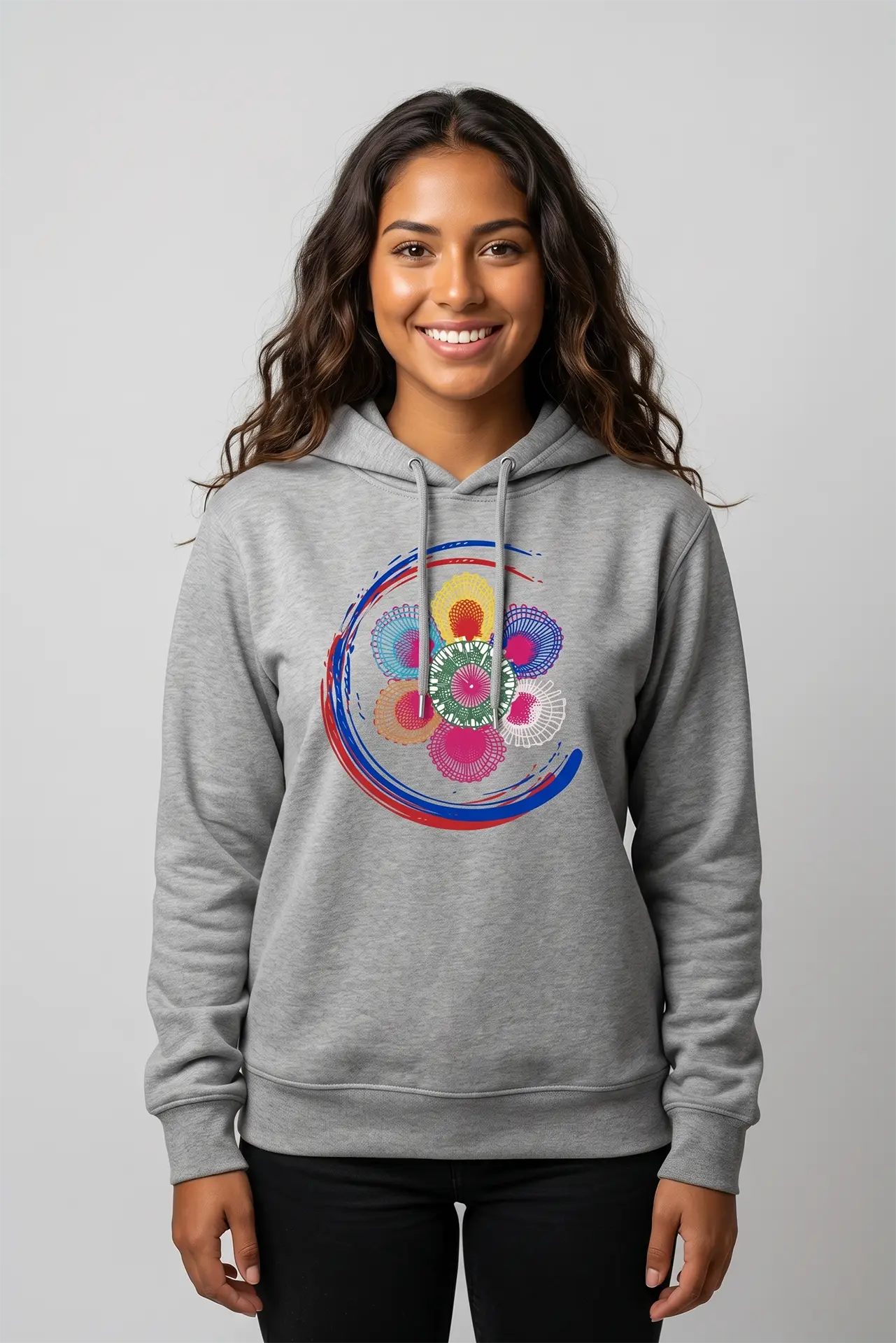 Remera gris logo ñanduti mujer