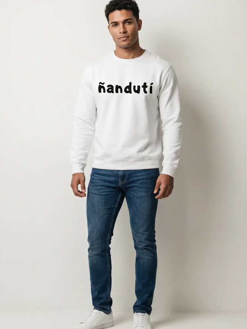 Remera hombre blanca ñanduti