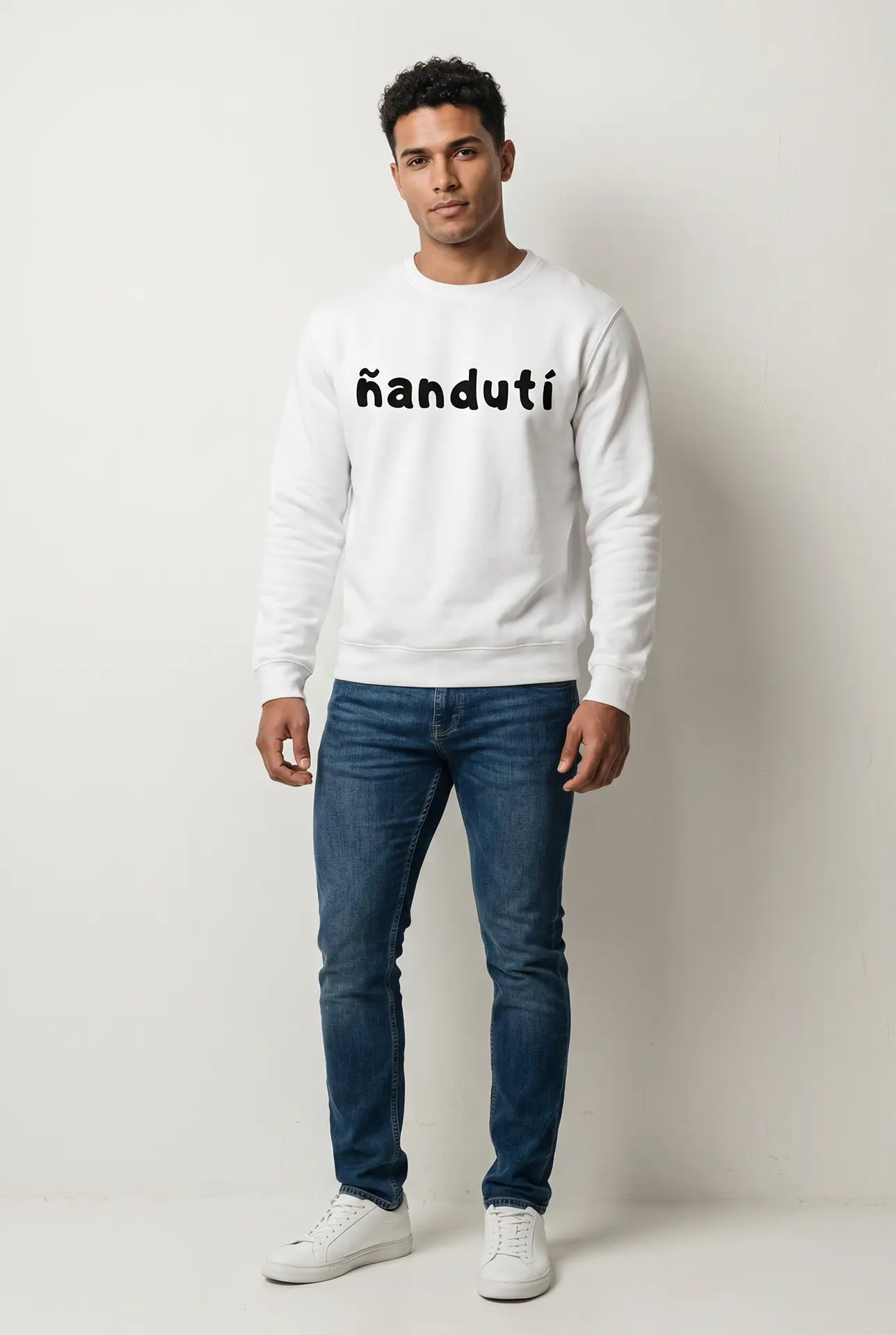 Remera hombre blanca ñanduti