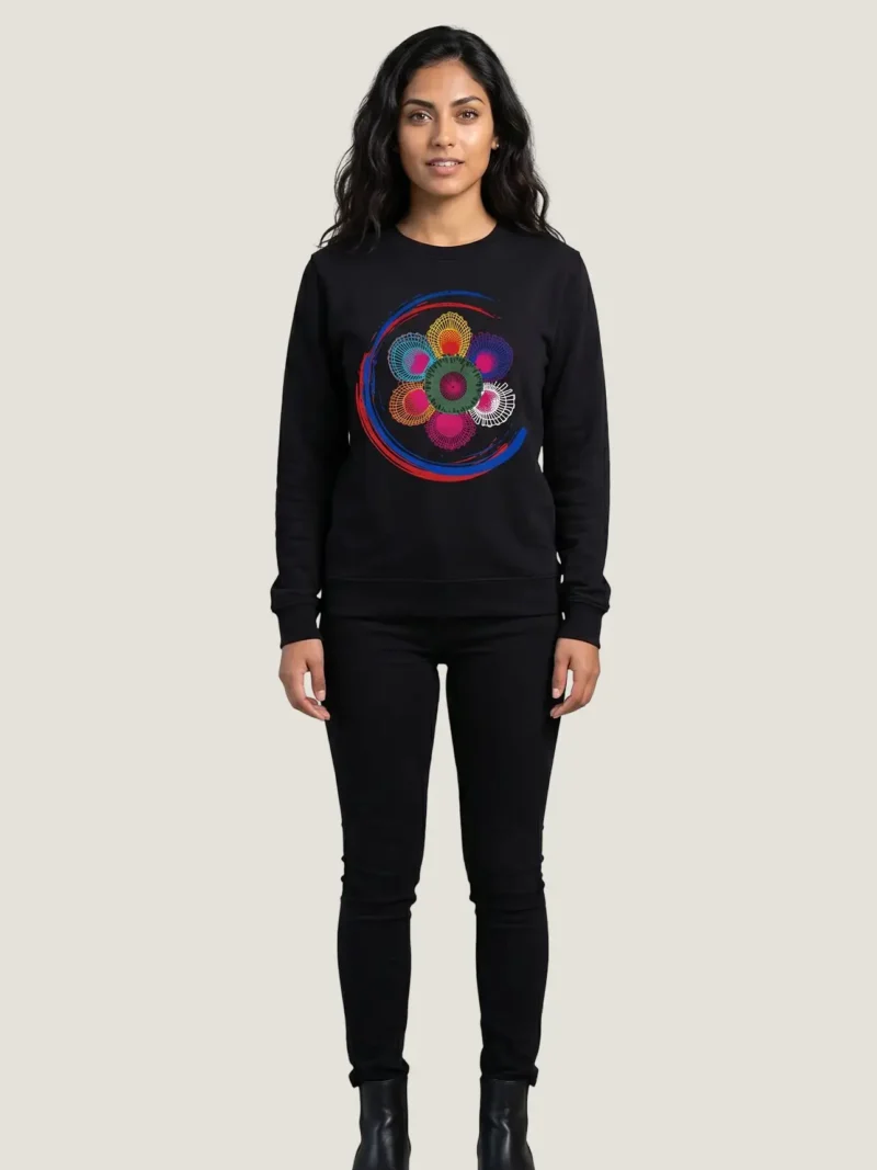 Remera negra logo ñanduti mujer sin capucha